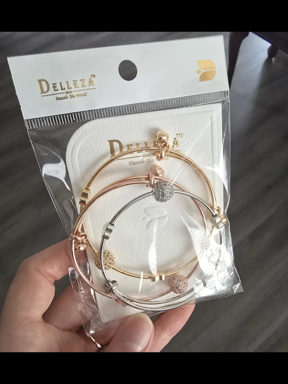 Bracelet Bangle Set Of 3 Silver Gold & Rose Gold Fashion Jewelry Runway Stainles